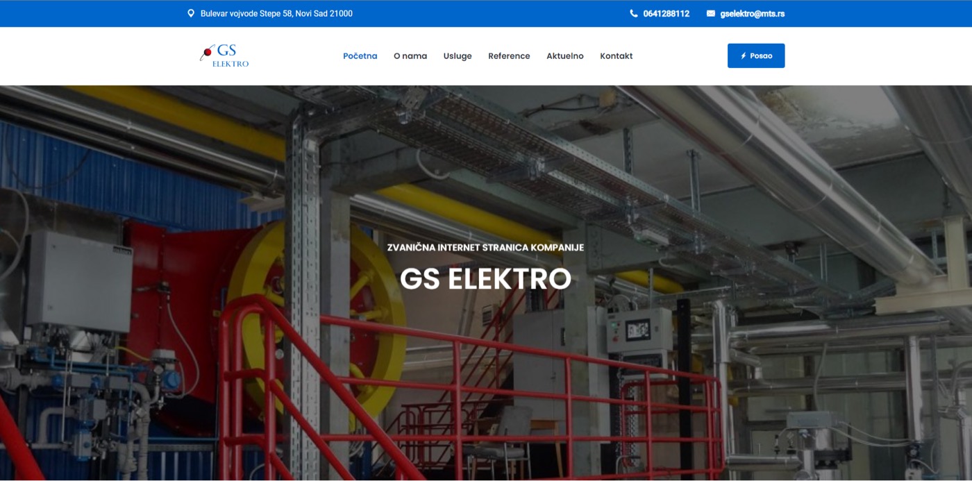 Snimak ekrana sajta GS Elektro