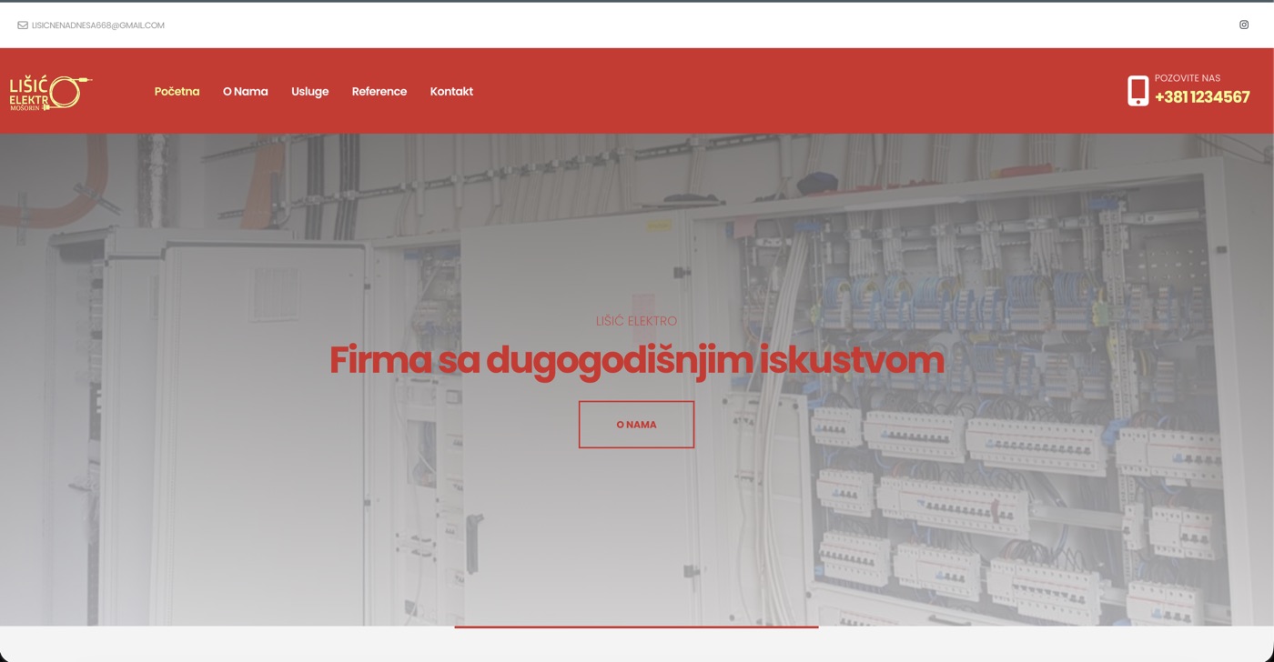 Snimak ekrana sajta Lišić Elektro